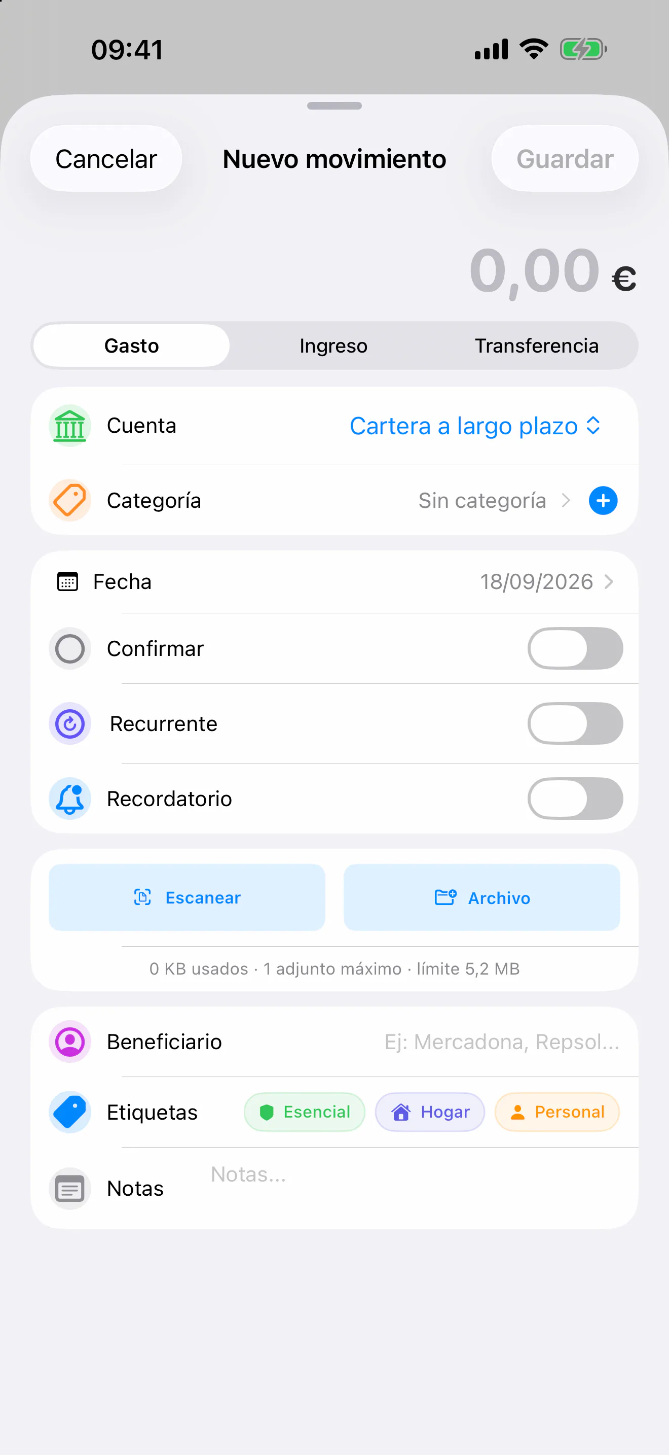 FinZenFlow: Añade un gasto